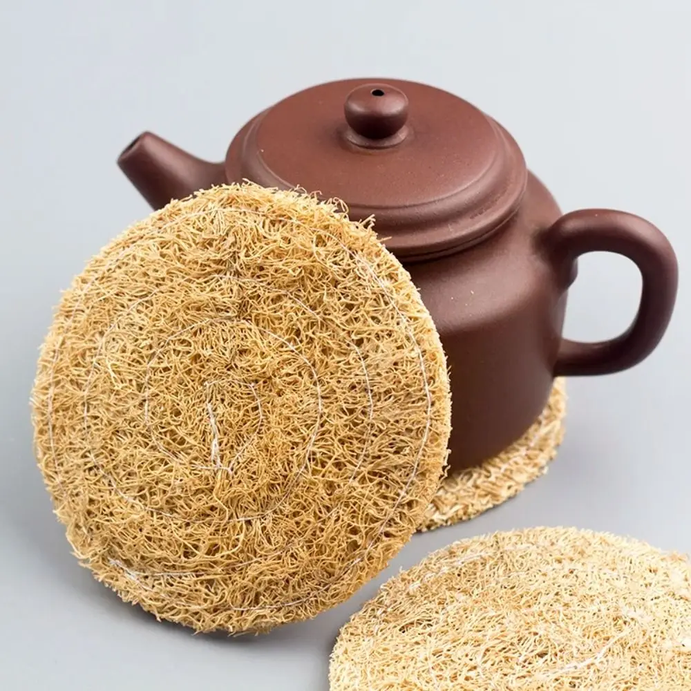 

Tea Cup Mat Teapot Pad Absorb Water Teaware Home Accessorie Kung Fu TeaSet Multipurpose Accessories Natural Loofah Fibre Coaster