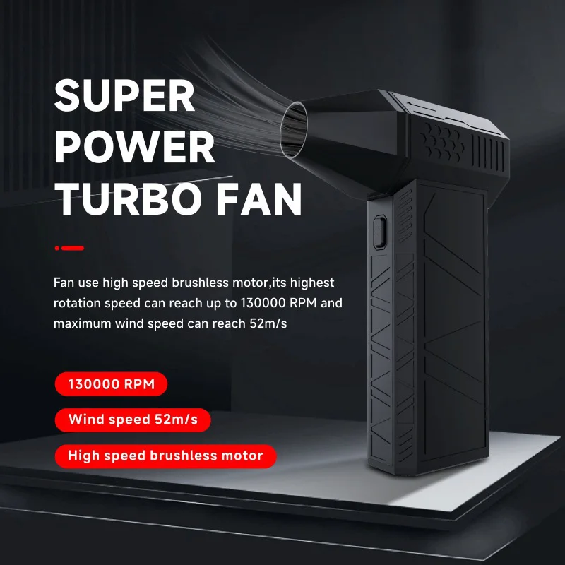 

Handheld Brushless Motor 130,000 RPM 3nd Generation X3/6 Violent Blower Mini Turbo Jet Fan Wind Speed 52m/s industrial Duct Fan