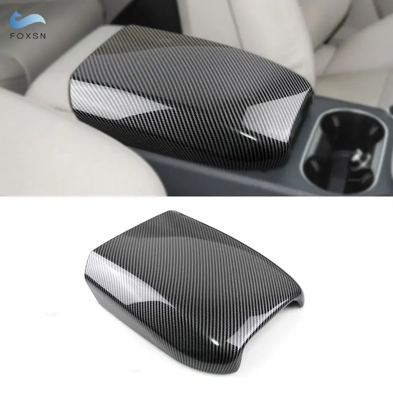 

For Porsche Cayenne 2018 2019 2020 2021 2022 ABS Carbon Fiber Texture Car Center Console Lid Armrest Box Cover Protective Trim