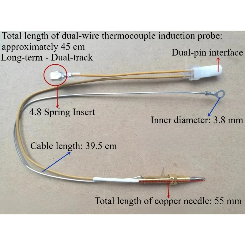 For Single/Dual-Wire Infrared Thermocouple Solenoid Valve Inductive Copper Pin Protection Probe Accessories  1pcs