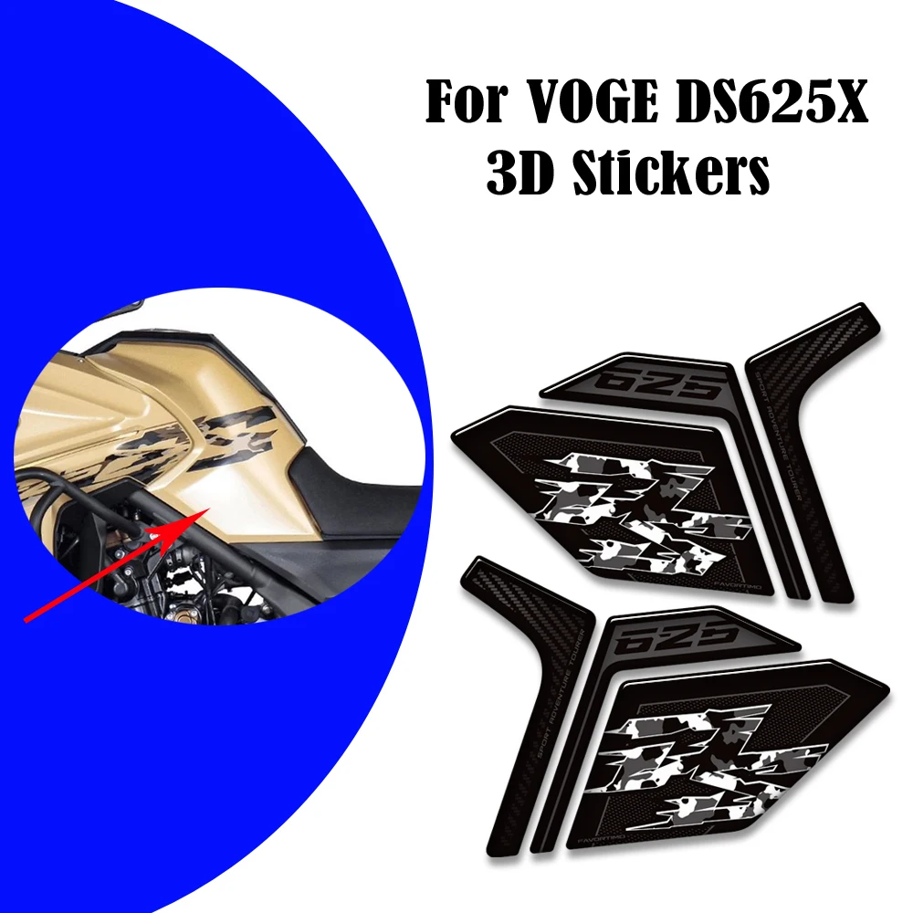 

For VOGE DS625X DS625 X DS 625X 2025- Adventure Tank Pad Gas Fuel Oil Protector 3D Stickers Decals Fairing Fender Handguard