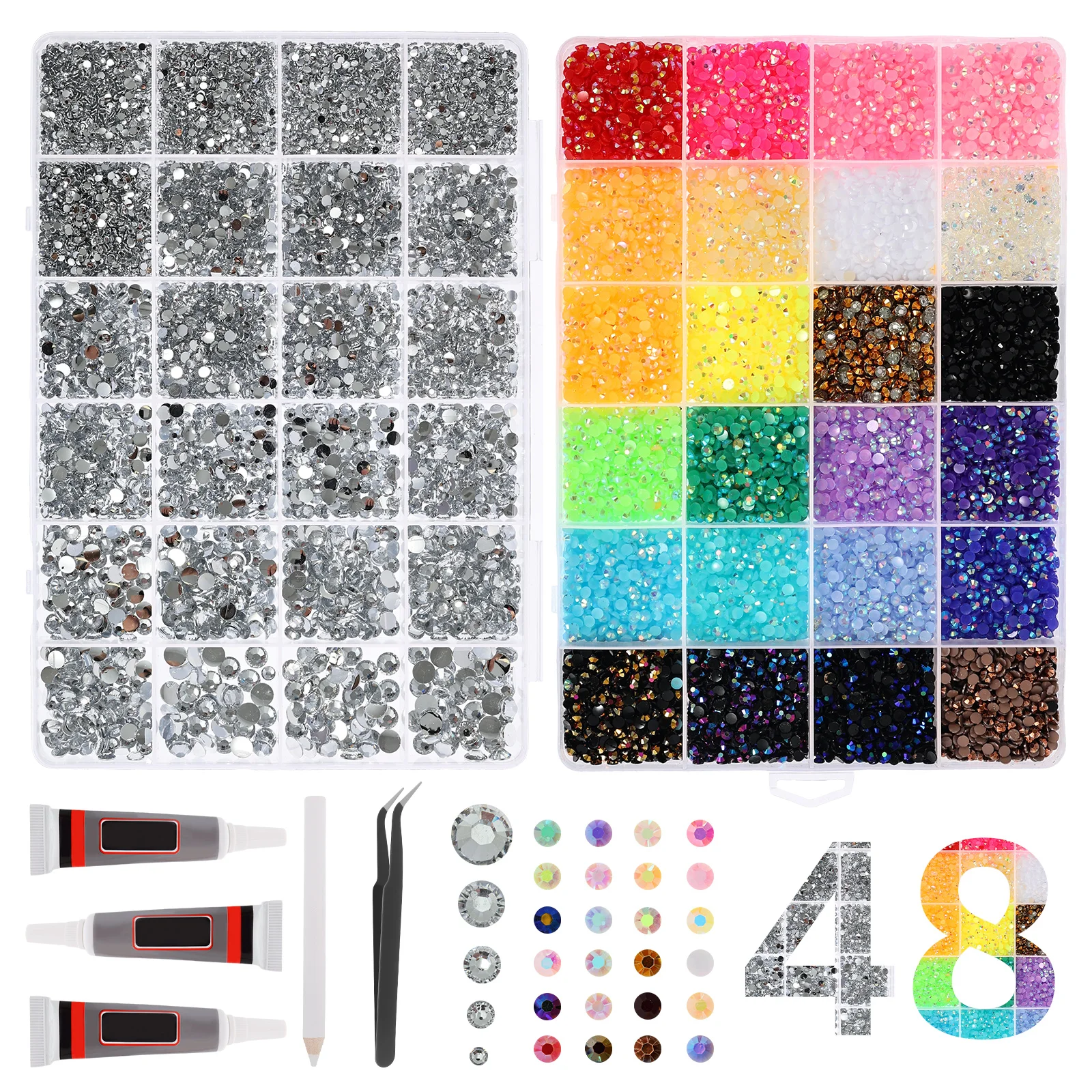 Resin Jelly Rhinestone Set Fade Resistant Nail Art Rhinestone Easy to Adhere Flatback Jelly Gem Varied Shape for Clothing Nail