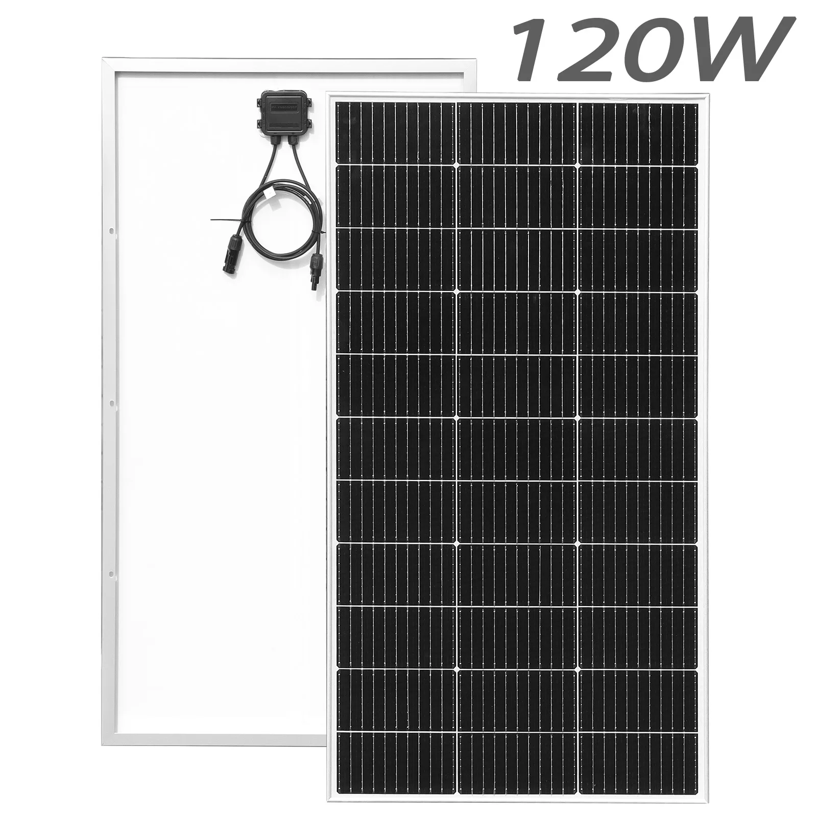 120W Starres Solarpanel aus Gehärtetem Glas, Monokristalline Photovoltaik-Zelle, 12V Batterieladegerät für Wohnmobil, RV und Zuhause
