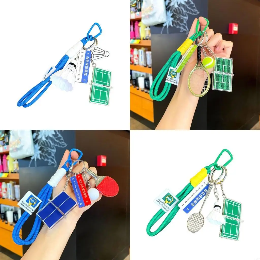 91AF Fashionable Badminton Charm Keychain Multipurpose Keyrings Accessory Holder Ornament Use As Bag Or Phone Decoration