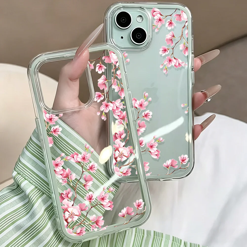 Blaue Künstlerische Blumen Transparente Handyhülle für iPhone 17 13 16 15 11 12 14 Pro Max 17 Air XR X Hülle Silikon Weiche Stoßfeste Abdeckung – Detail 4