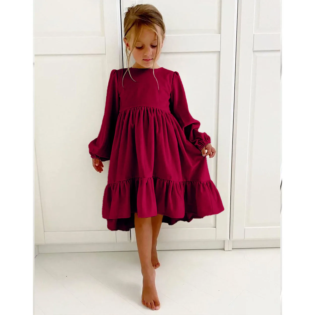 AmyStylish Little Girls autunno/inverno maniche lunghe natale capodanno Casual Holiday Dress