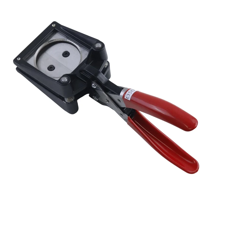Handheld Circle Cutter Round Paper Punch Photo Die Cutting Machine for Keychain Cardstock 25-50mm Red Blue