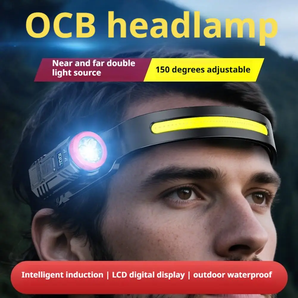 

LED Induction Headlamp - USB Rechargeable Zoom COB with 3 Modes for Outdoor Running