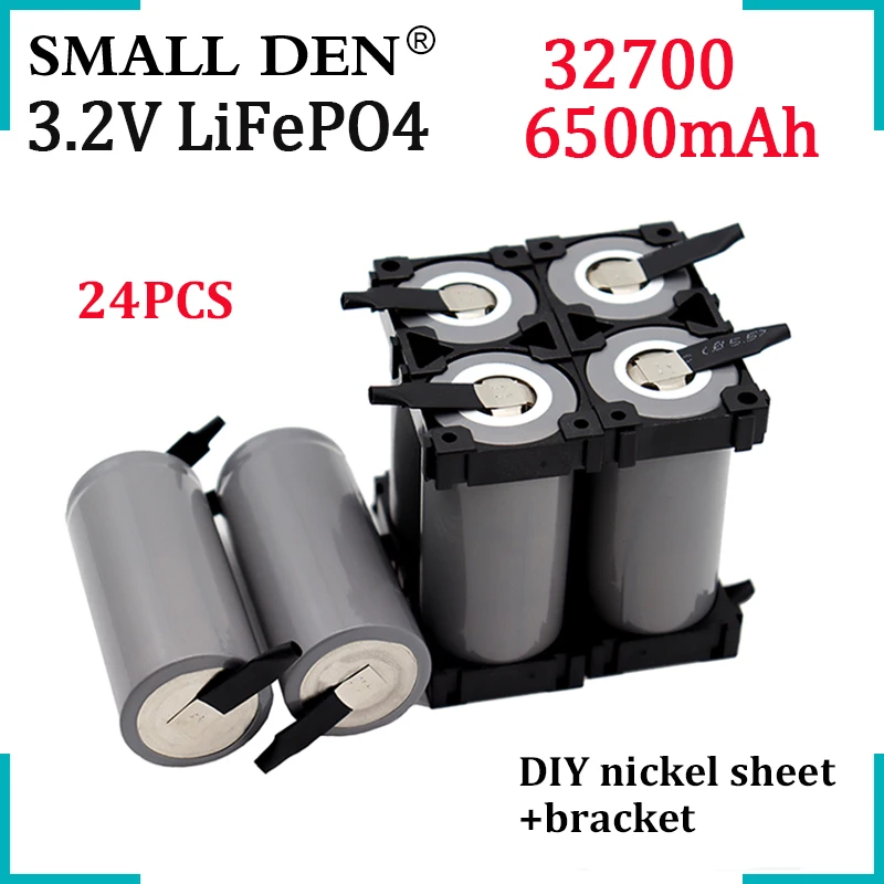 

24PCS New 3.2V 32700 6500mAh LiFePO4 battery 35A discharge For ebike Kid's Toys Rechargeable battery+DIY nickel sheet&bracket