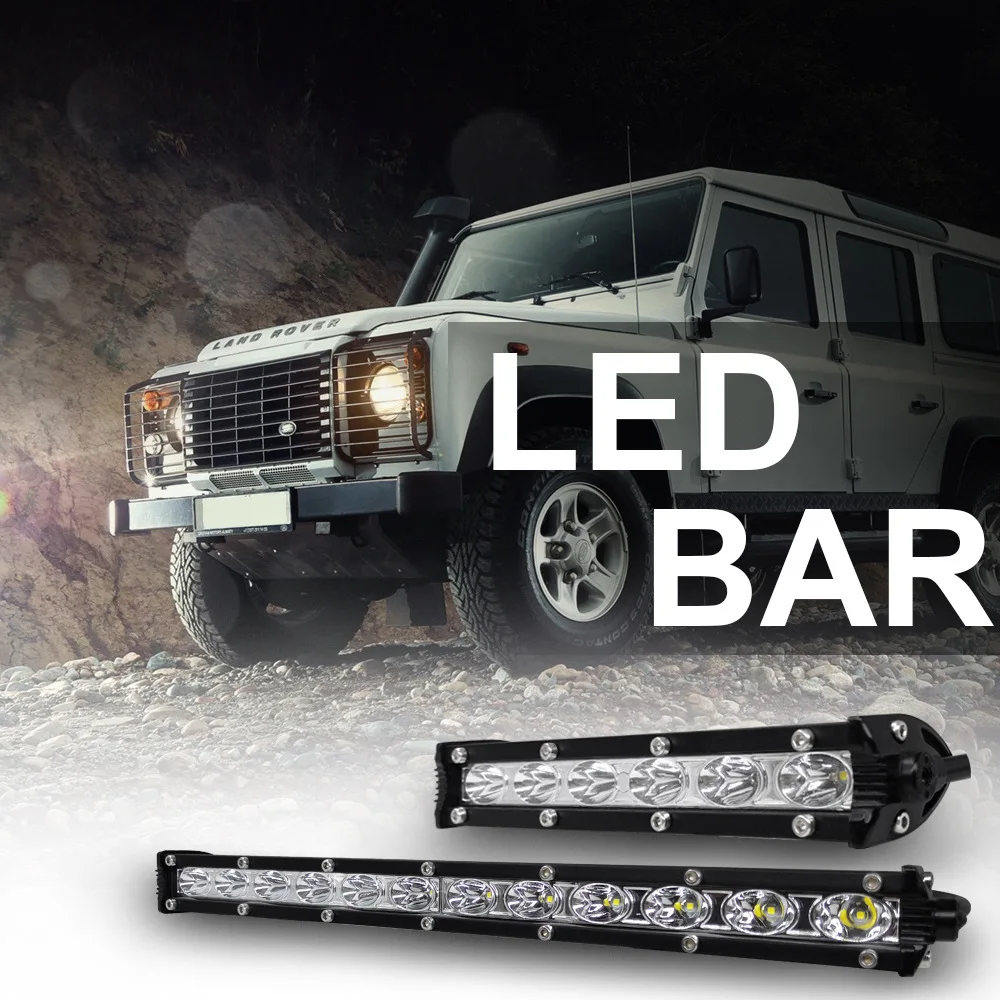 20インチ-18led-36w-超薄型-シングルロー-ledライトバー-新型-オフロード-led作業灯-トラック-suv-atv-utv用