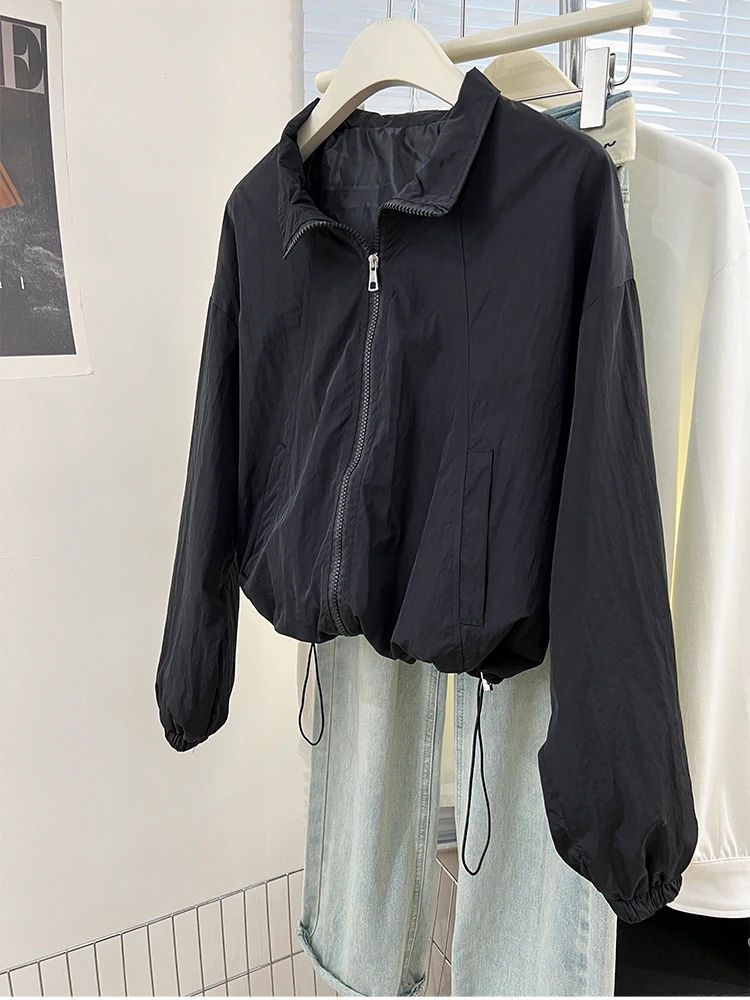 

2025 Women's Hooded s Spring Autumn Causal Windbreaker Women Basic Coats Zipper Loose s Famale Oversize