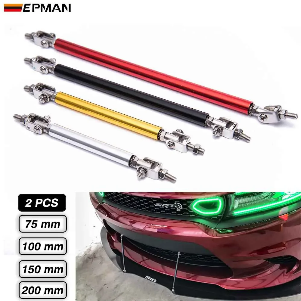 EPMAN 2PCS/SET Universal Racing 75mm 100mm 150mm 200mm Front Bumper Lip Splitter Rod Strut Tie Bar Support Kit Bumpers EP-BWLG