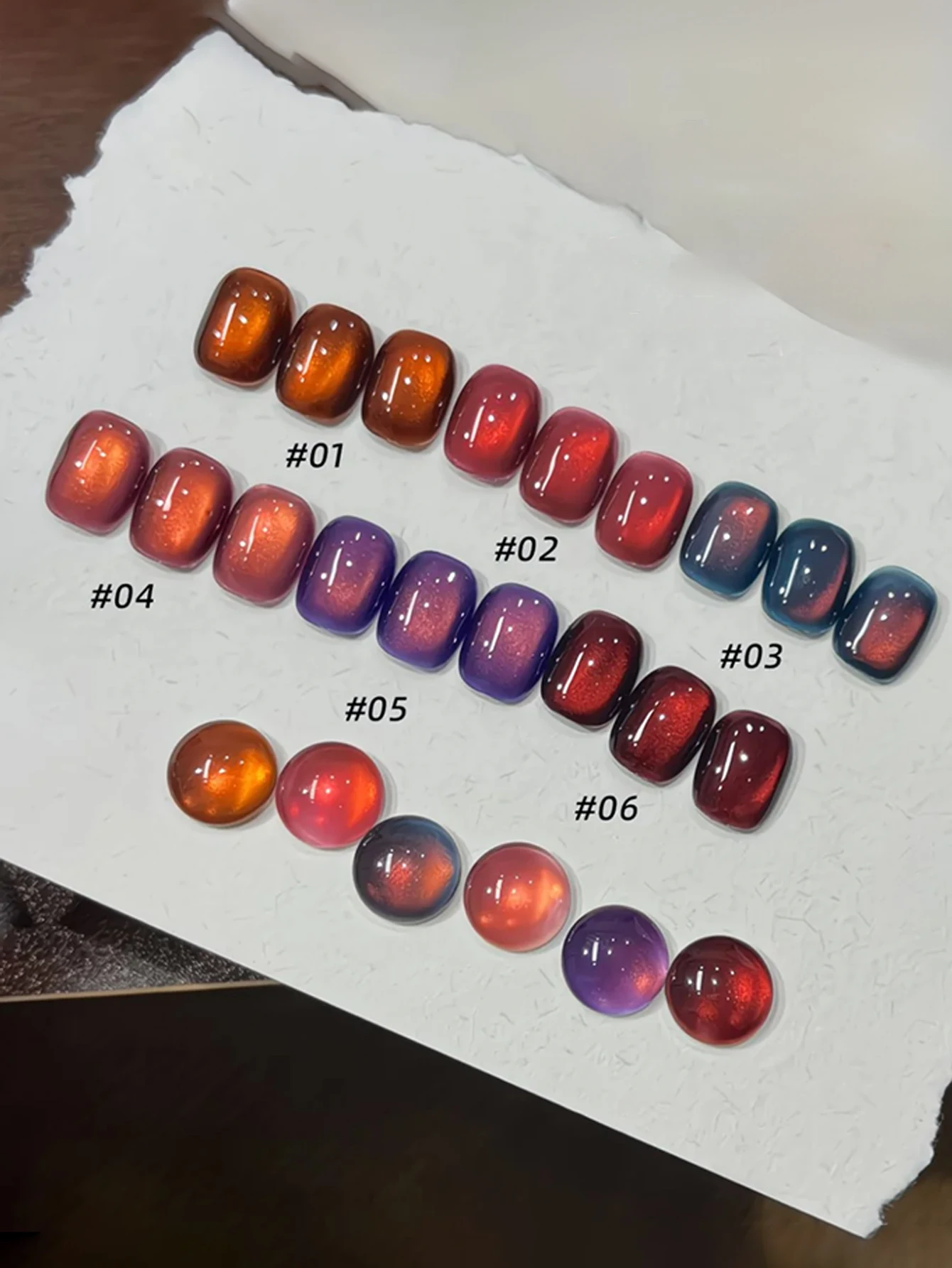 1-6個 15ml 秋冬サンセットキャッツアイジェルネイルポリッシュ、UV LED硬化、女性へのホリデーギフト、ネイルケア用品、DIYキット