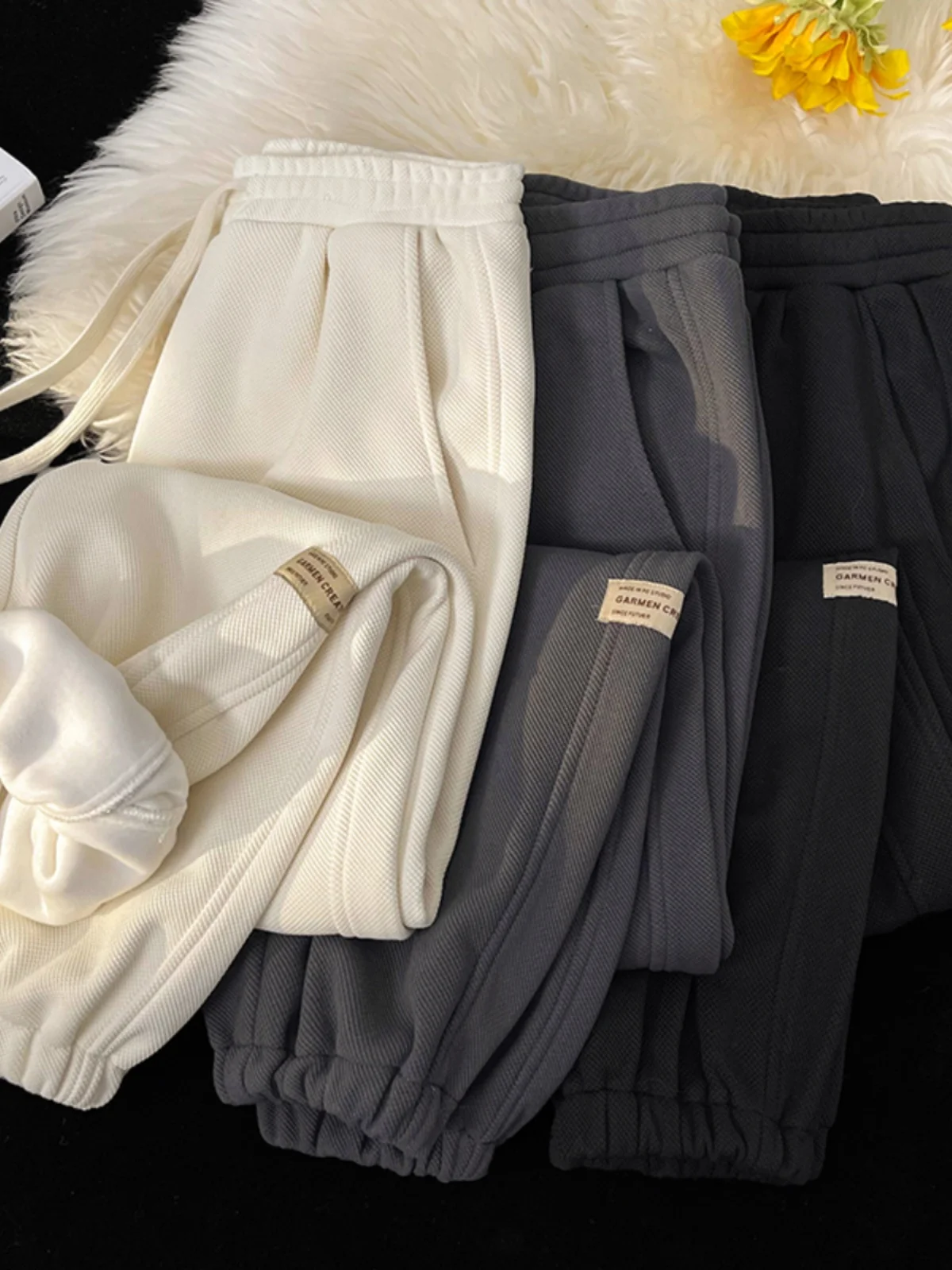 

Мужские повседневные брюки Thiened Fce, осенне-зимние, американского стиля, утепленные, свободные спортивные штаны с манжетами