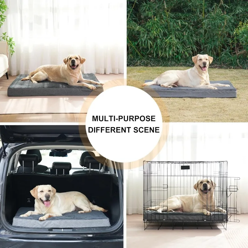 Orthopedic Waterproof Dog Bed for Large and Medium Dogs, Crate-Compatible with Washable Cover - Cozy Foam Dog Bed Support