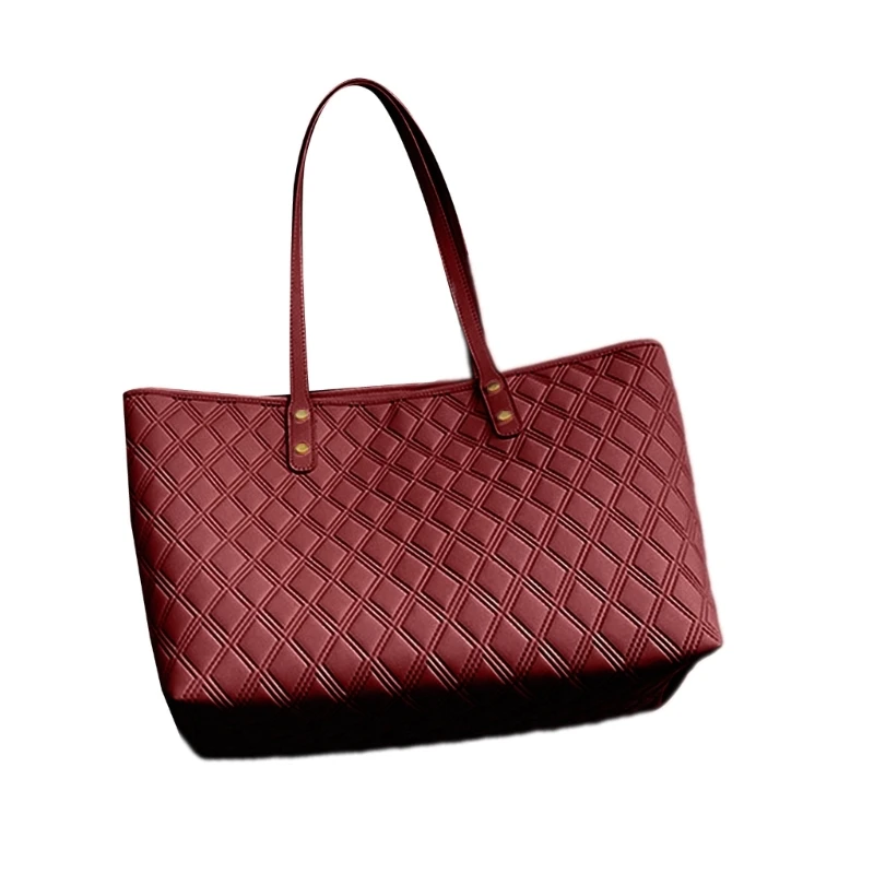 Bolso acolchado piel sintética con diamantes para mujer, bolso hombro capacidad, Color sólido, para compras