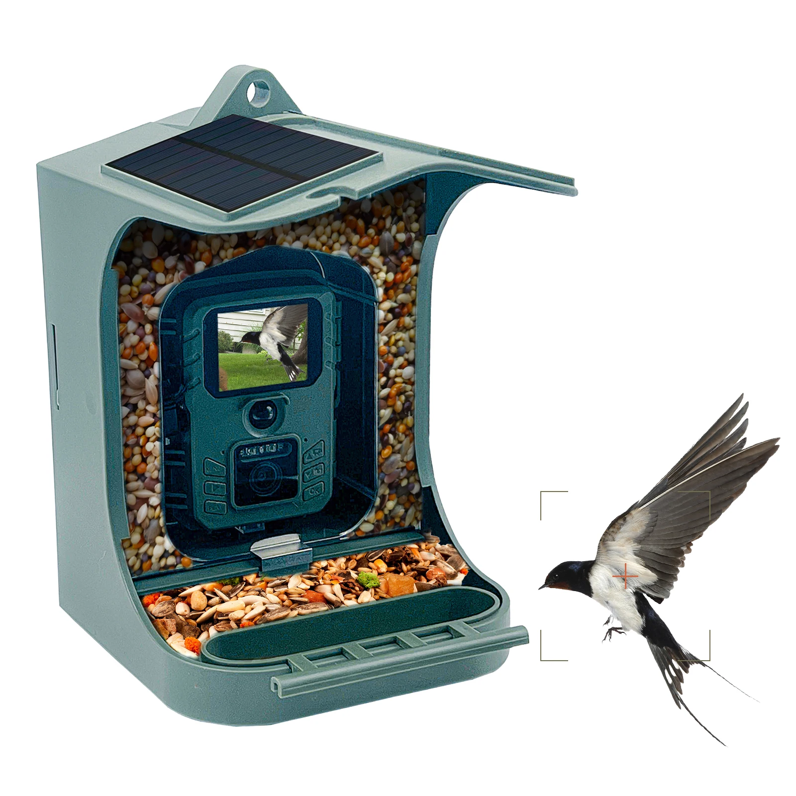 Solar Powered 1080P Wireless WiFi Smart Bird Feeder Camera Waterproof Bird Watching Camera