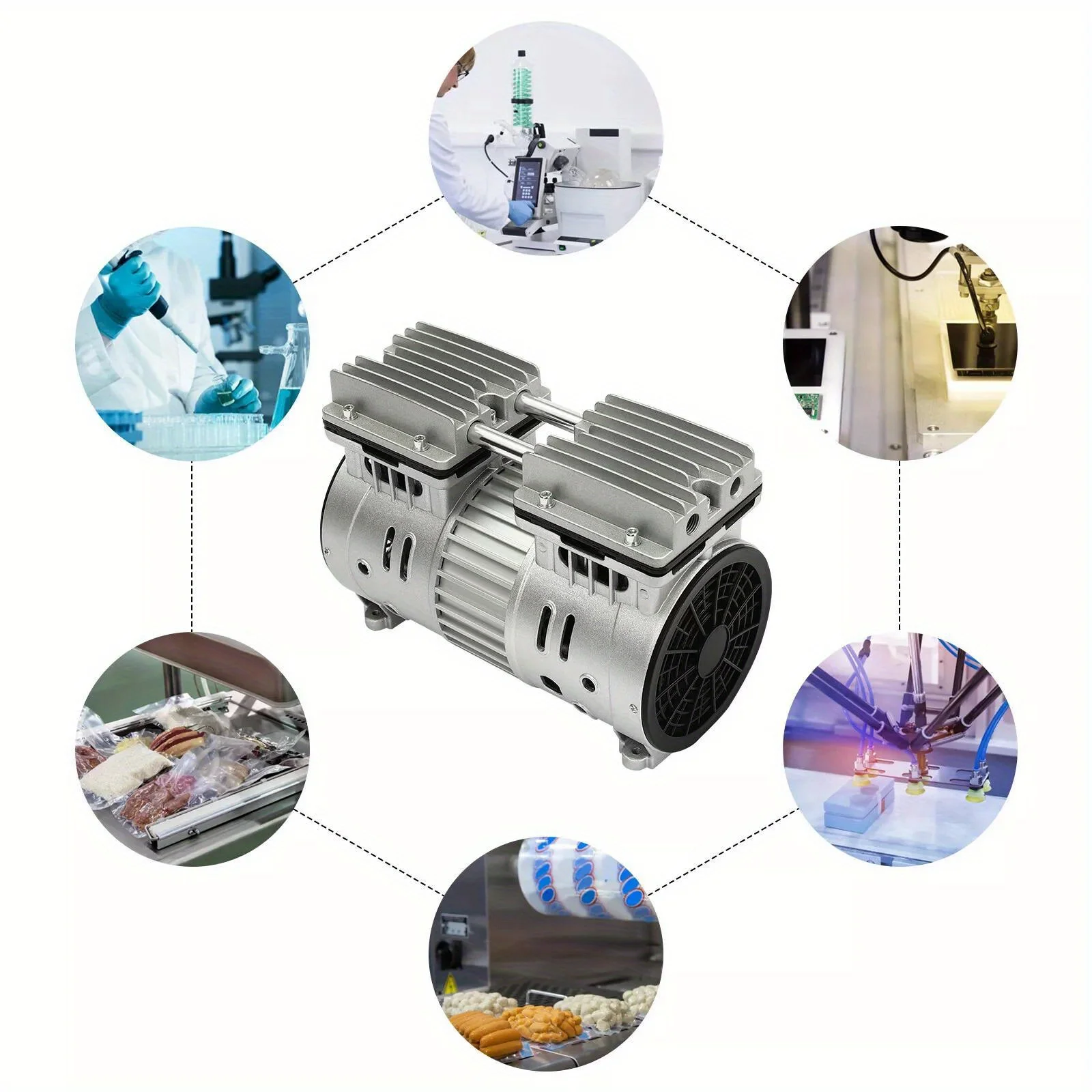 مضخة ضاغط هواء خالية من الزيت سعة 125 لتر/دقيقة - مضخة مكنسة كهربائية فائقة الهدوء 4.5CFM لحوض السمك، قابلة للنفخ، أدوات HVAC وDIY - خفيفة الوزن