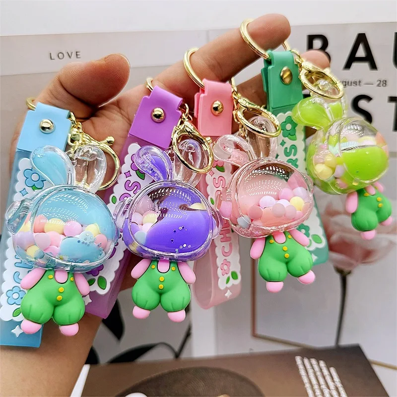 Spot Cute Rabbit Doll Doll Men and Women Fashion Ornament Cartoon Hanging Ornaments Pendant Quicksand Bottle Oil Keychain