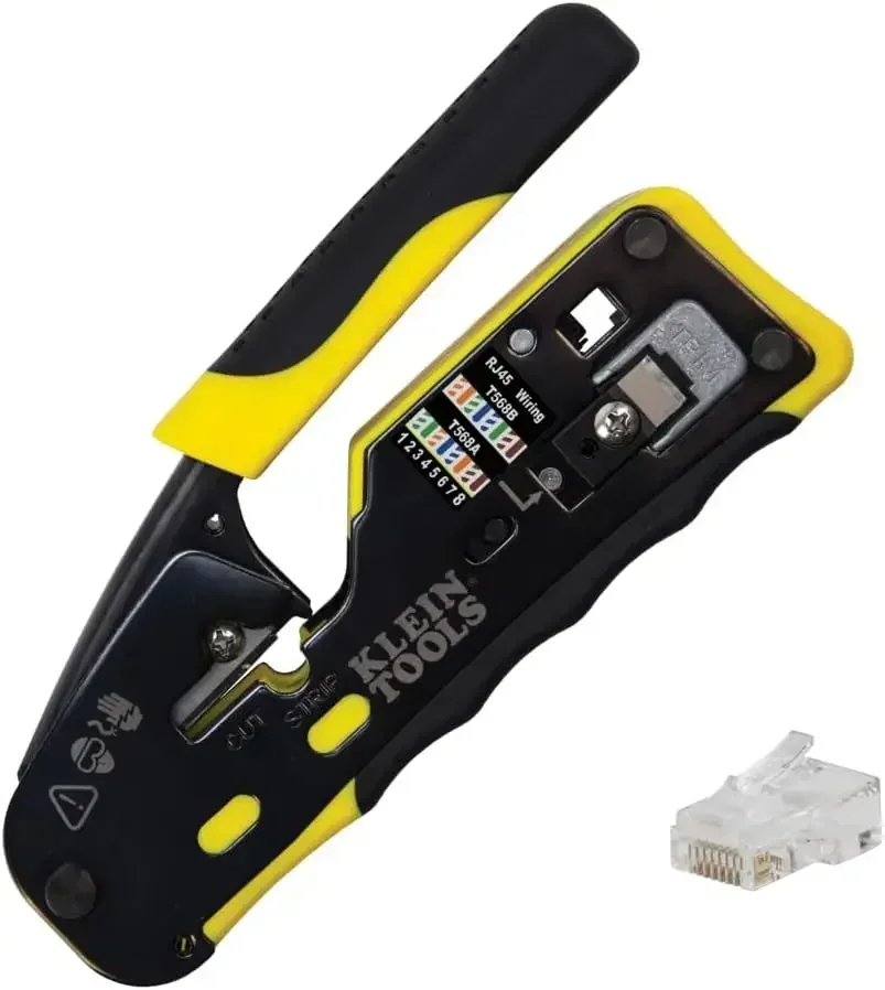 

Ratcheting Data Cable Crimper with CAT6 Plugs, 50-Pack Kit for Easy Network Installation