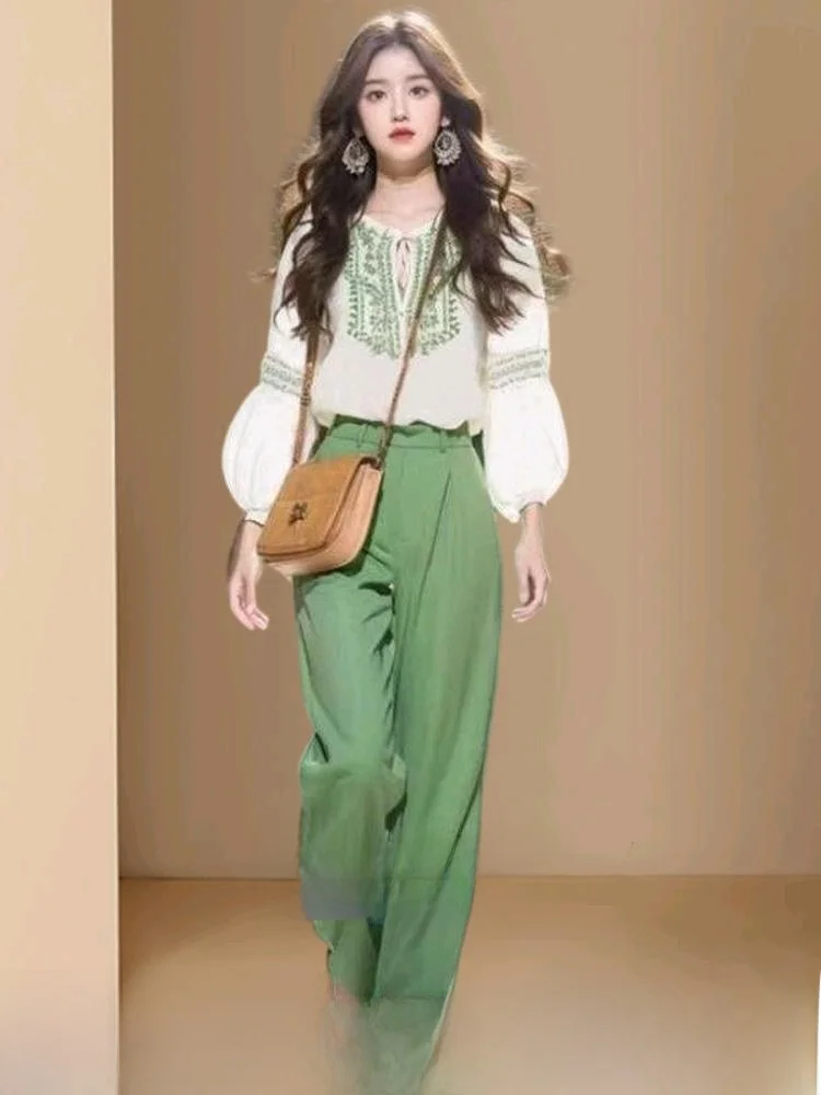 

Women's Cotton Linen Embroidered Base Layer irt n Sle Long Sve round Ne Top Summer Faion Trend 2024