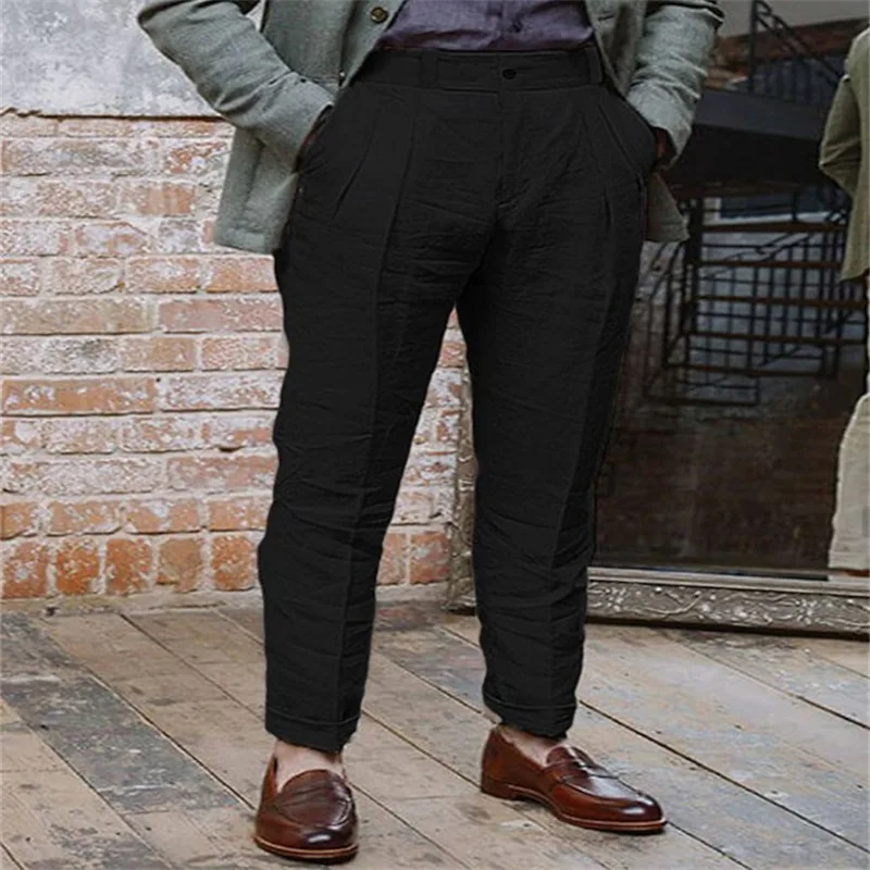 Vintage Men Cotton Linen Pants Breathable Comfort Soft Straight Trousers Summer Thin Casual Loose Fat Pants Oversized US Size - Image 6