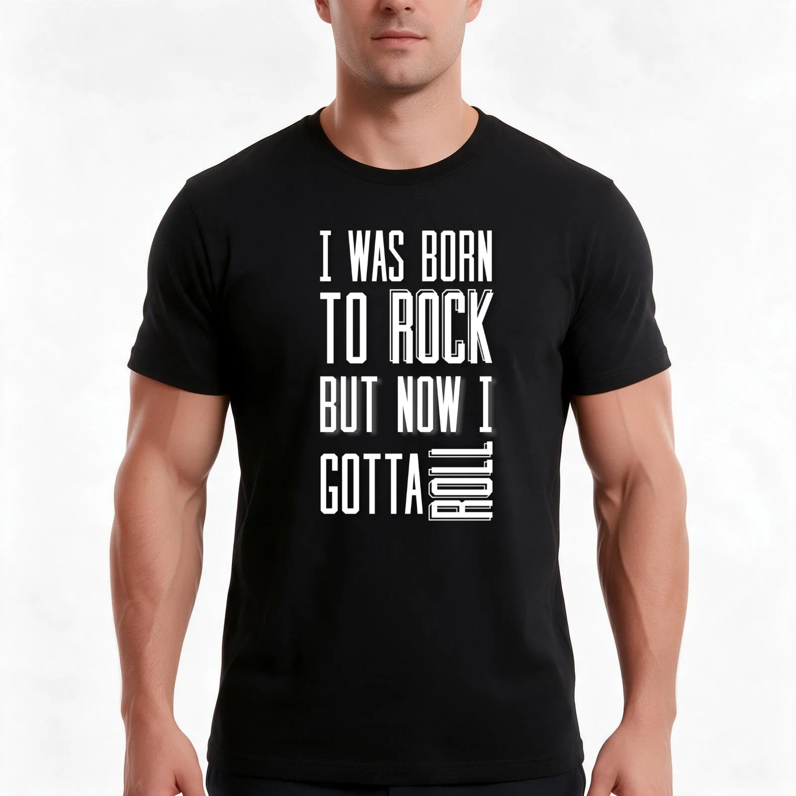 I Was Born To Rock But Now I Gotta Roll T-Shirt, Summer Casual Cotton Tee, Oversized Streetwear Tops, Vintage Graphic Print
