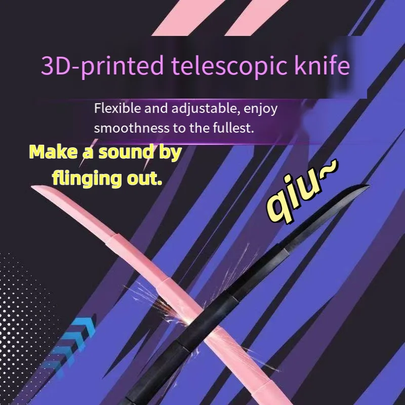 Juguete de espada expandible con tecnología negra roscada impresa en 3D creativa para niños - Una idea de regalo