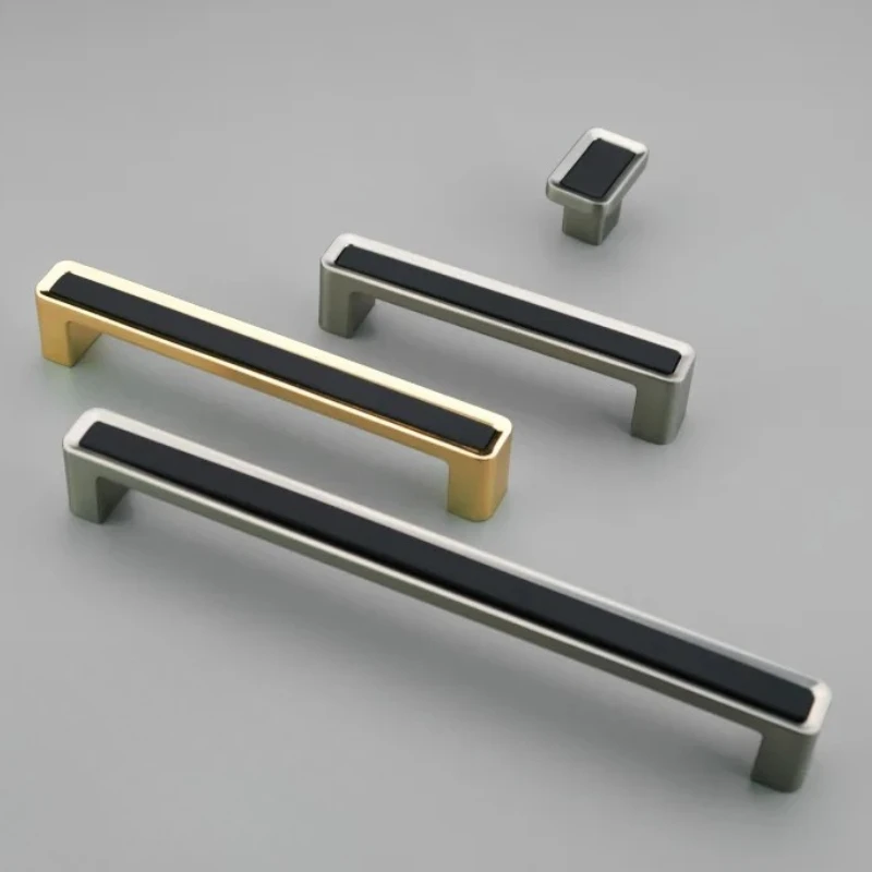 

Nordic Luxe Single-Hole Gold and Black Zinc Alloy Cabinet Handles for Drawer and Cabinet Knobs High-End Furniture Pulls