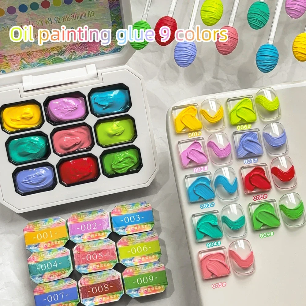 Dopamine Fluorescence Oil Painting Glue 9Colors Set Manicure Art Decorate Design Diy High Saturation Painted Carved Nail Art