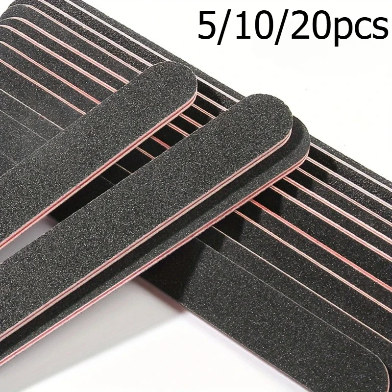 10/20pcs Professional Double-Sided Nail File Set,Black Matte Board Manicure and Sanding Tools 100/180 Grit,Washable Dual-Sided