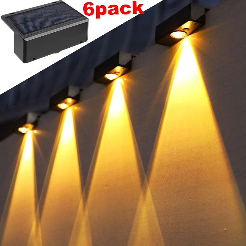 Brighter Solar Fence Lights Solar Lights Outdoor IP65 Waterproof  Solar Powered Lamp for Backyard Railing Wall Step Patio