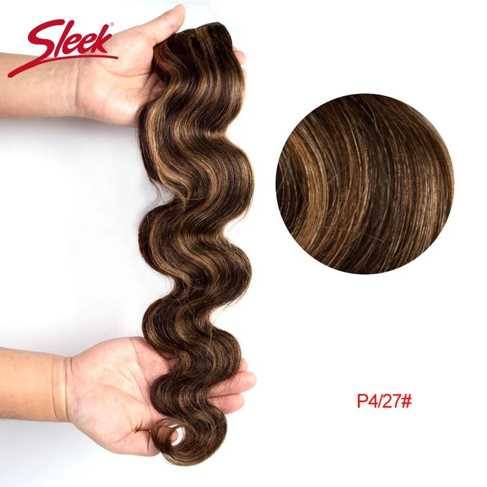 Sleek Brazilian Blond P4/27 P6/27 Body Wave Human Hair Weave Bundles Natural Remy Brown P6/30 P1B/30 Colored Hair
