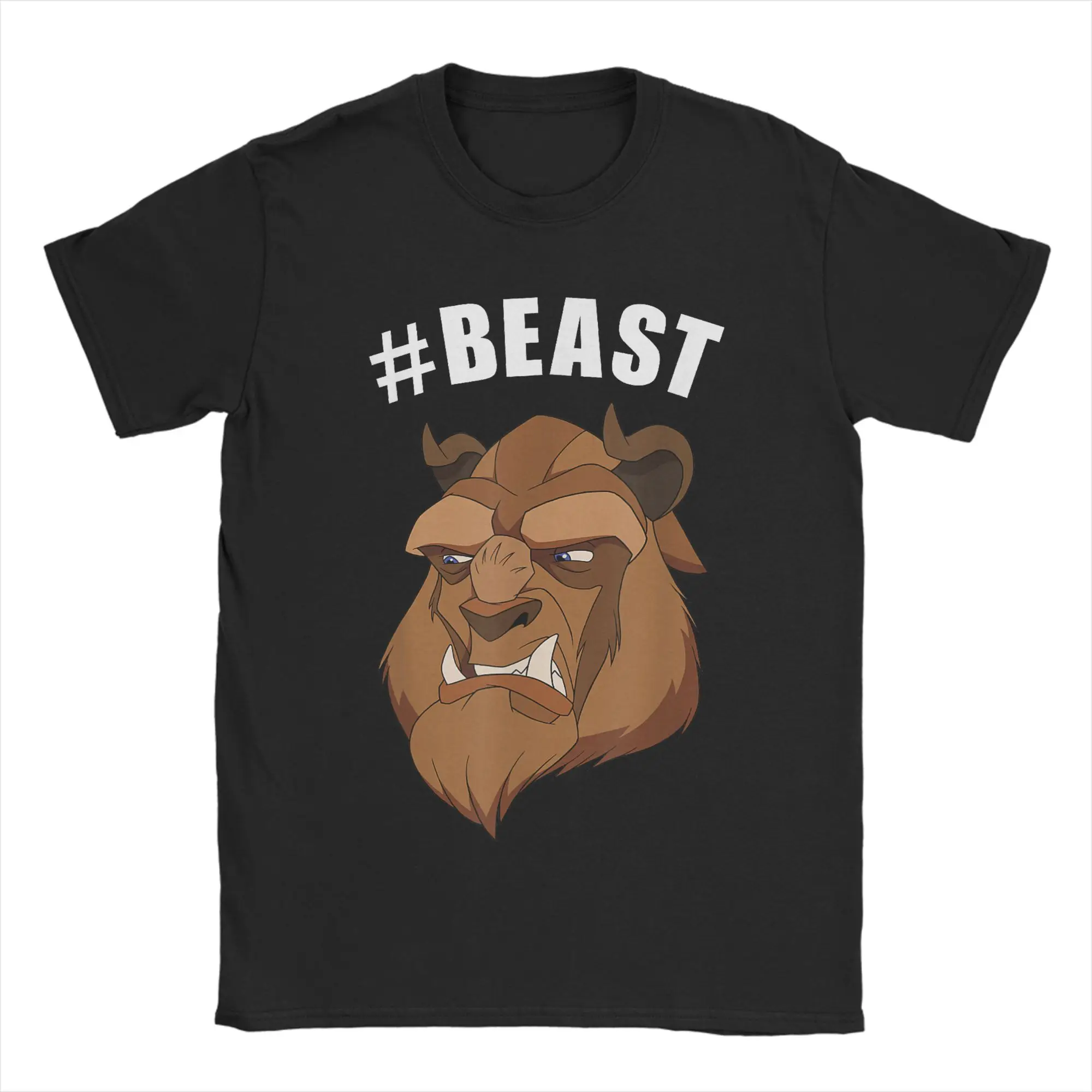 Beauty and The Beast Hashtag Beast Men T Shirts  Funny Tees Short Sleeve O Neck T-Shirt Pure Cotton Plus Size Clothing