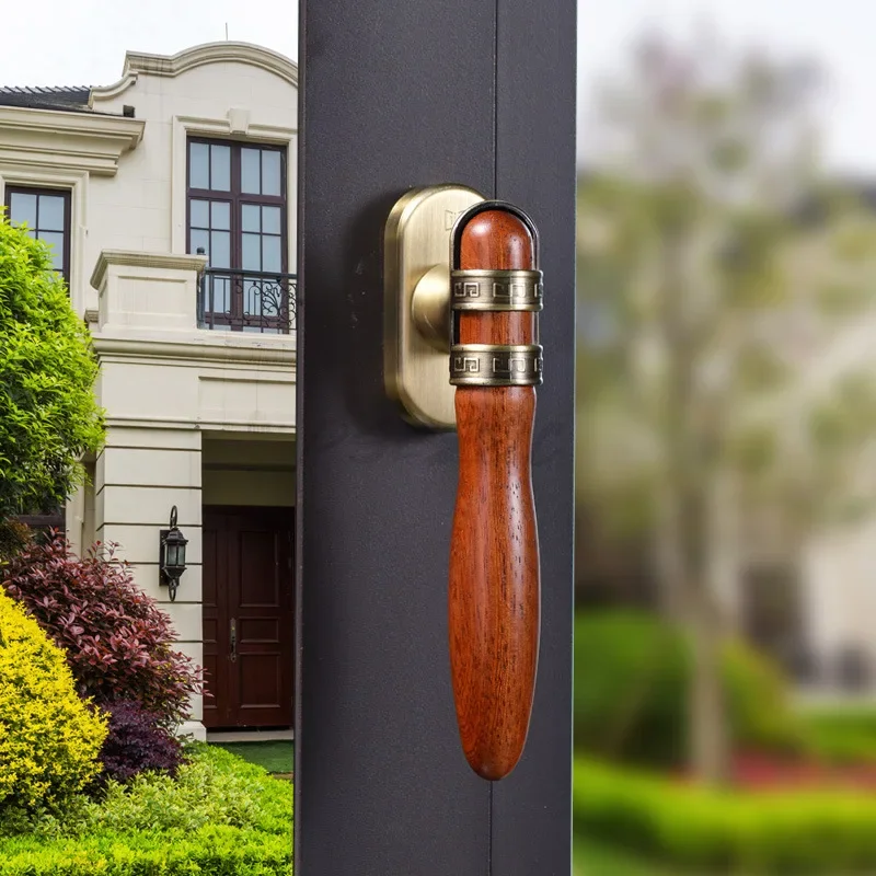 Light Luxury Solid Wood Door Window Handles Wooden Pull Hardware Accessories