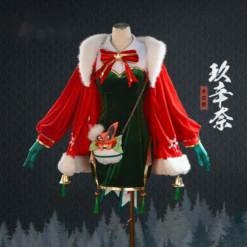 أنيمي تأثيري الشتاء Kyuhyosina تأثيري عيد الميلاد دور اللعب زي المعرض الهزلي غاسل فستان الأداء