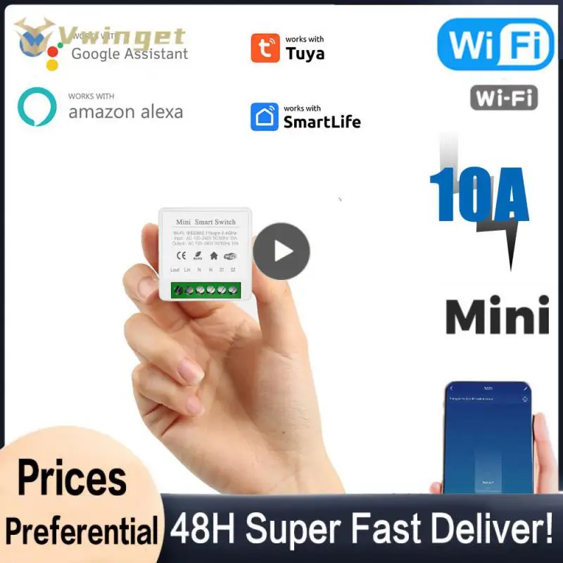 Módulo inteligente Tuya 16A, interruptor de luz con Wifi, Control de 2 vías, funciona con Smart Life, Alexa Home