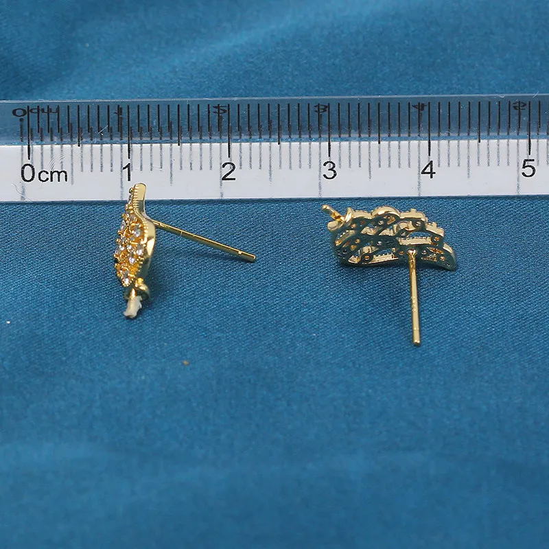 E039 Gold Plated Copper S925 Sterling Silver Needle Wing Pearl Stud Earrings Findings Jewelry Making DIY Jewelry Accessories