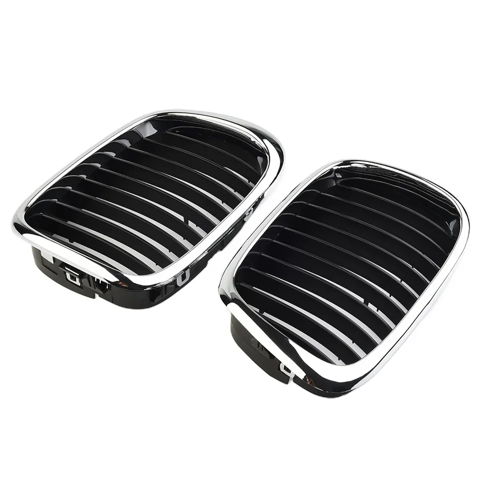 Front Bumper Grille Grill Chrome Black Car Grilles For BMW E39 5-Series 525 530 535 540 M5 97-03 Accessories Replacement 1 Pair