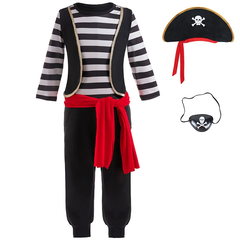 Baby Kids Carnival Easter Pirate Role Playing Clothing Toddler Boys Cosplay Costume Stripe Children Sport Tracksuit 2 to 6 Years