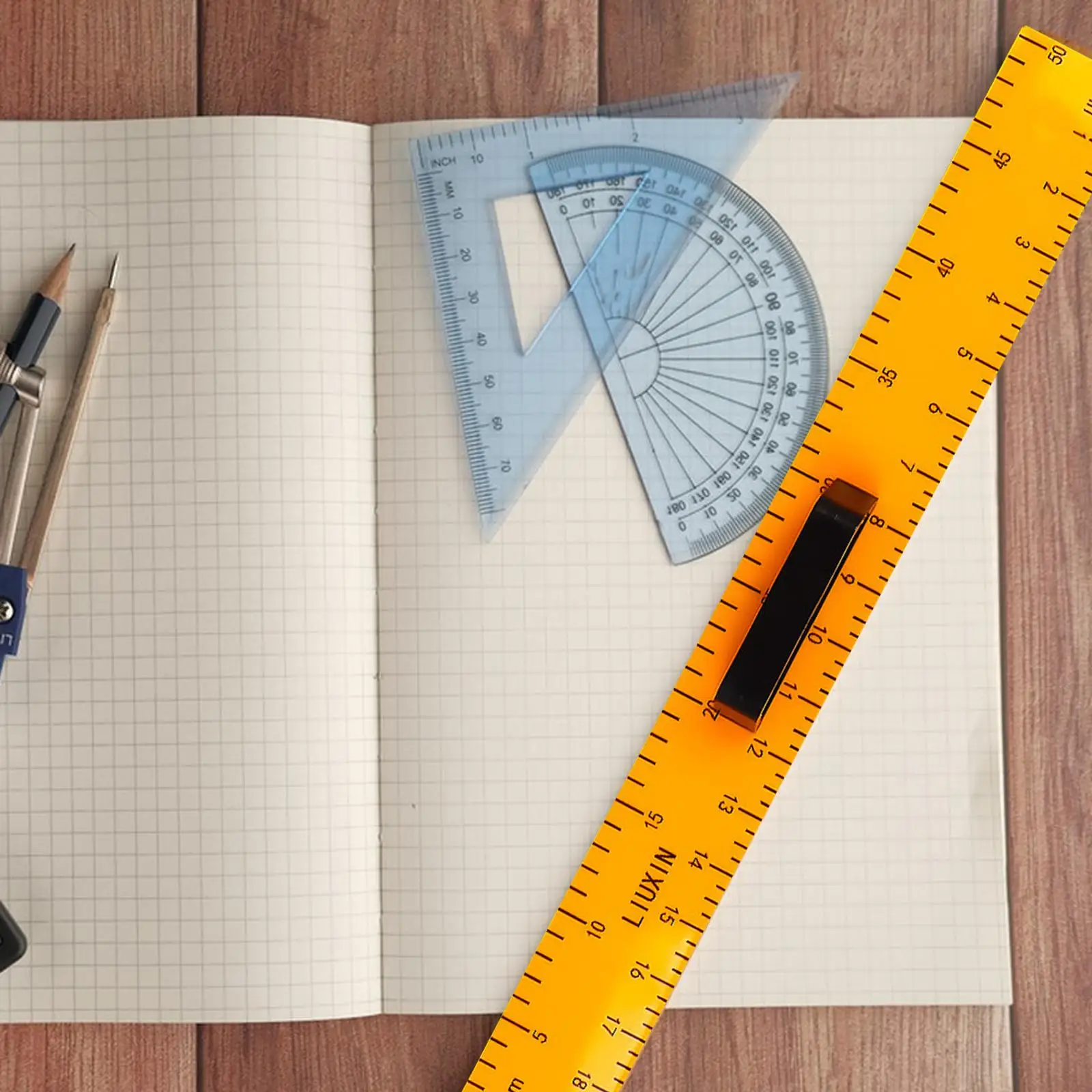 Large Straight Ruler 50cm Portable Clear Scale Practical Math Geometry Ruler with Removable Handle for White Board Learning