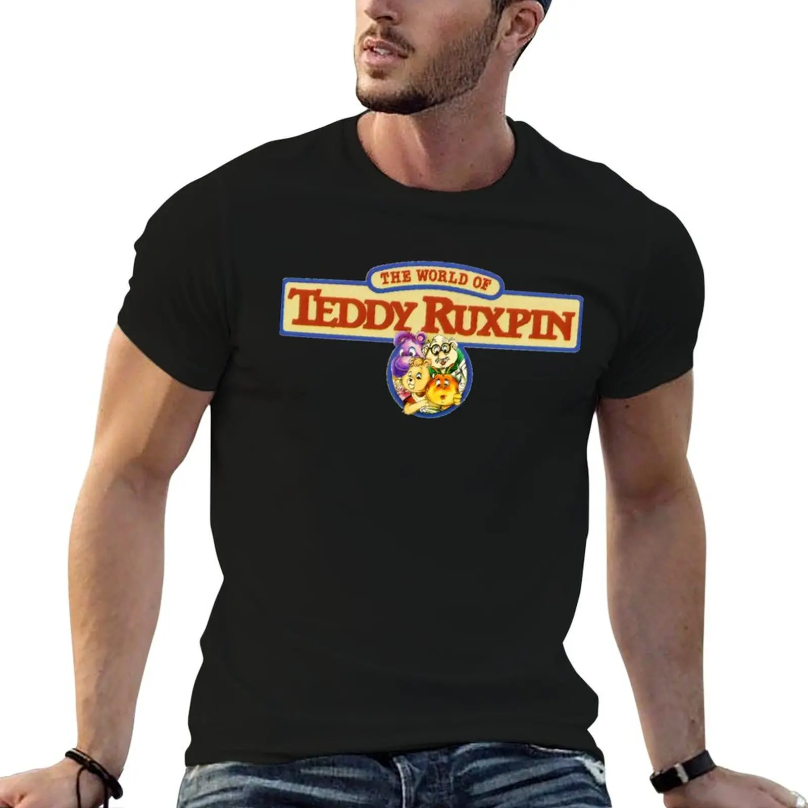 Camiseta con logotipo del grupo Teddy Ruxpin, camiseta de algodón para hombre, camisetas de anime para hombre