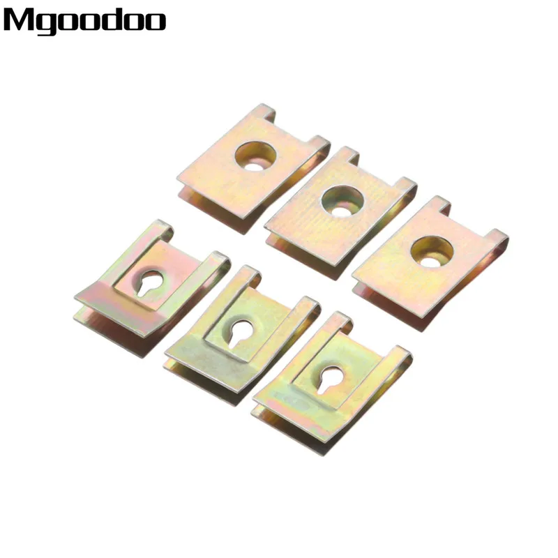 20Pcs Car Fastener Clip Screw Base U Type Nut Mounting Fastener Clips 3mm Automobile Engine Fender Bumper Guard Plate Clamp