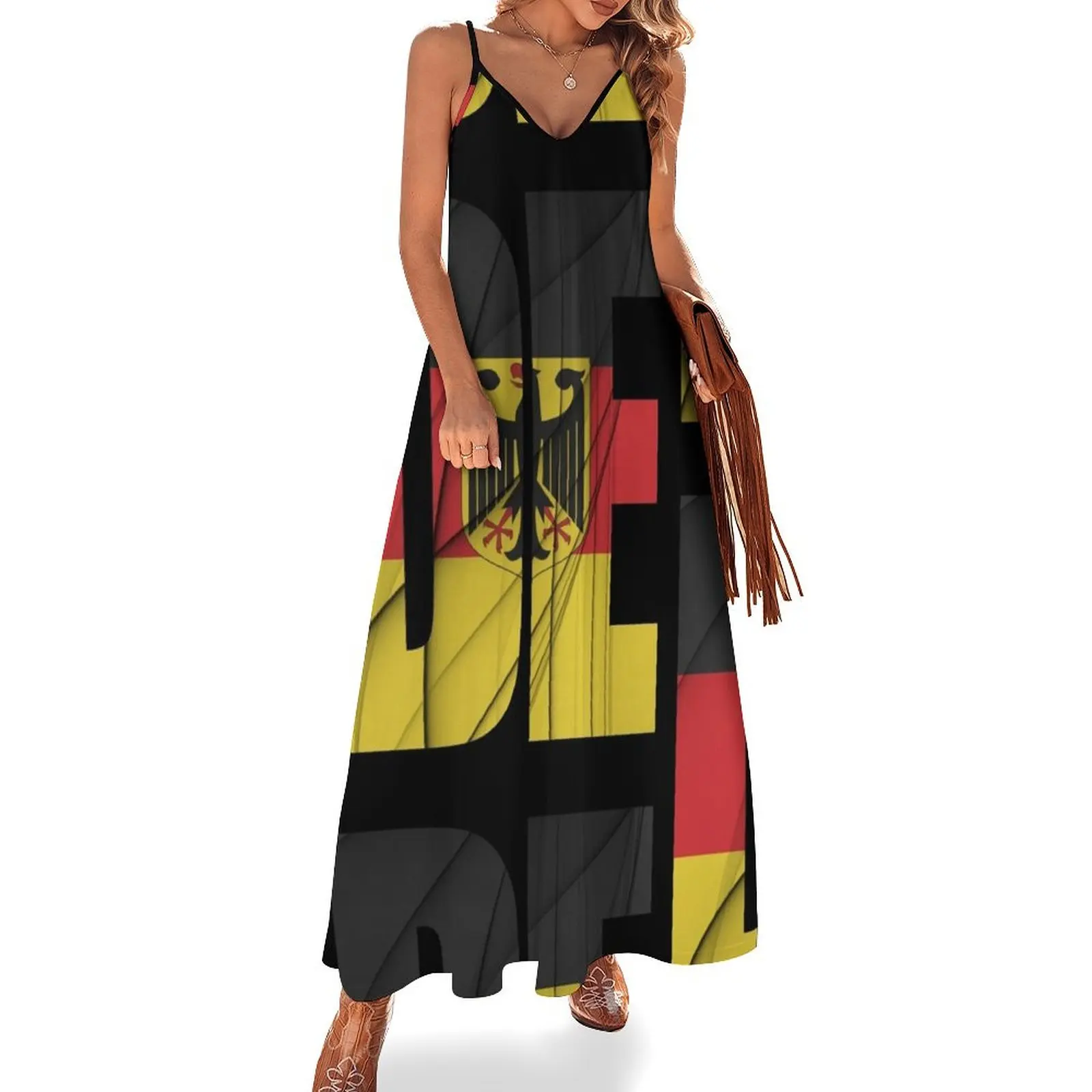 

DE - Deutschland Flag Sleeveless Long Dress Beachwear summer dress women 2025 Dress