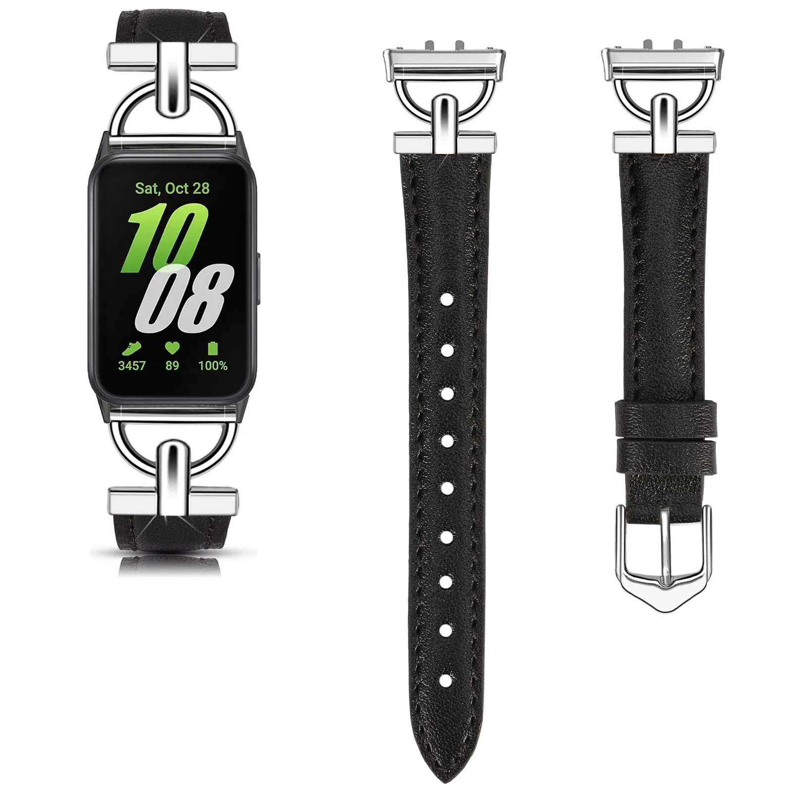 Для Samsung Galaxy Fit 3, металлический + кожаный ремешок для Samsung fit 3, аксессуары для умных часов, браслет для Galaxy Fit 3, браслет, ремень