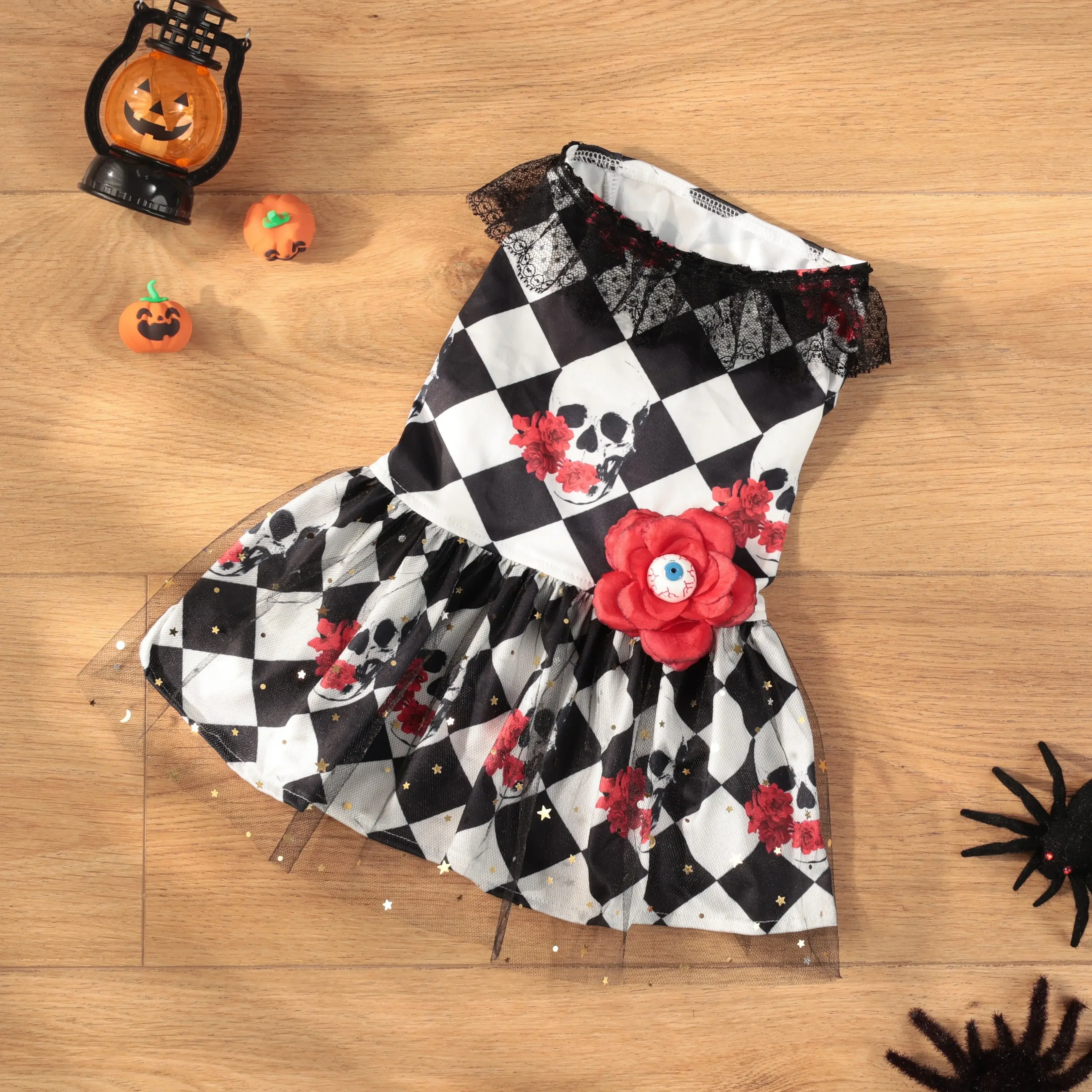 New Fun Dog Halloween Costume Pet Lace Hair Proof Dress Dog Clothes Gift Dog Dress