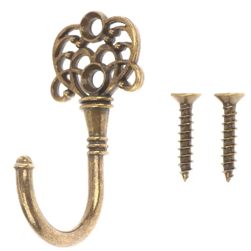 Creative Wall Mounted Hooks 5Pcs Antique Bronze Zinc Alloy Heavy Duty Door Back Hangers for Coat Hat Scarf Home Entryway Decor