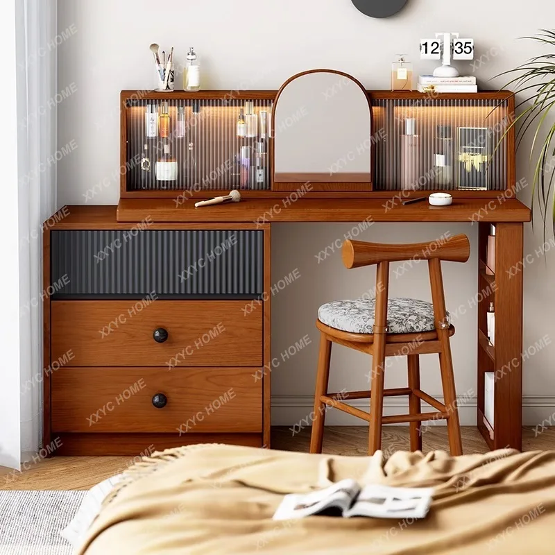 XXretro solid wood dresser storage cabinet light luxury retractable corner makeup table