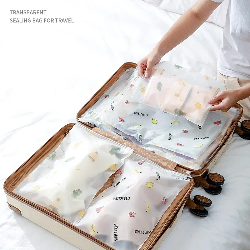 1pcs Travel Transparent Clothes Storage Bags Vacuum Bags for Shoes Makeup Underwear Zipper Packing Portable Organizer Pouch