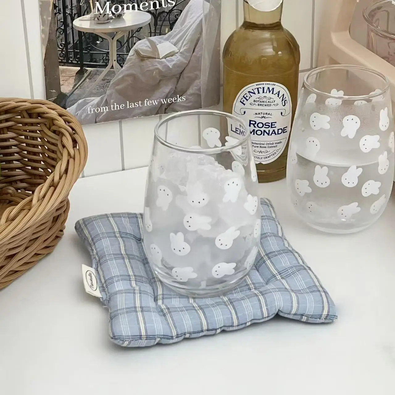Cute Miffy Rabbit Printed Glass Tumbler Large Capacity Water Cup for Hot Tea Milk Coffee Juice Wine Gift for Best Friend view 2